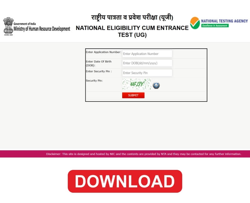 Download NEET UG Admit Card 2020