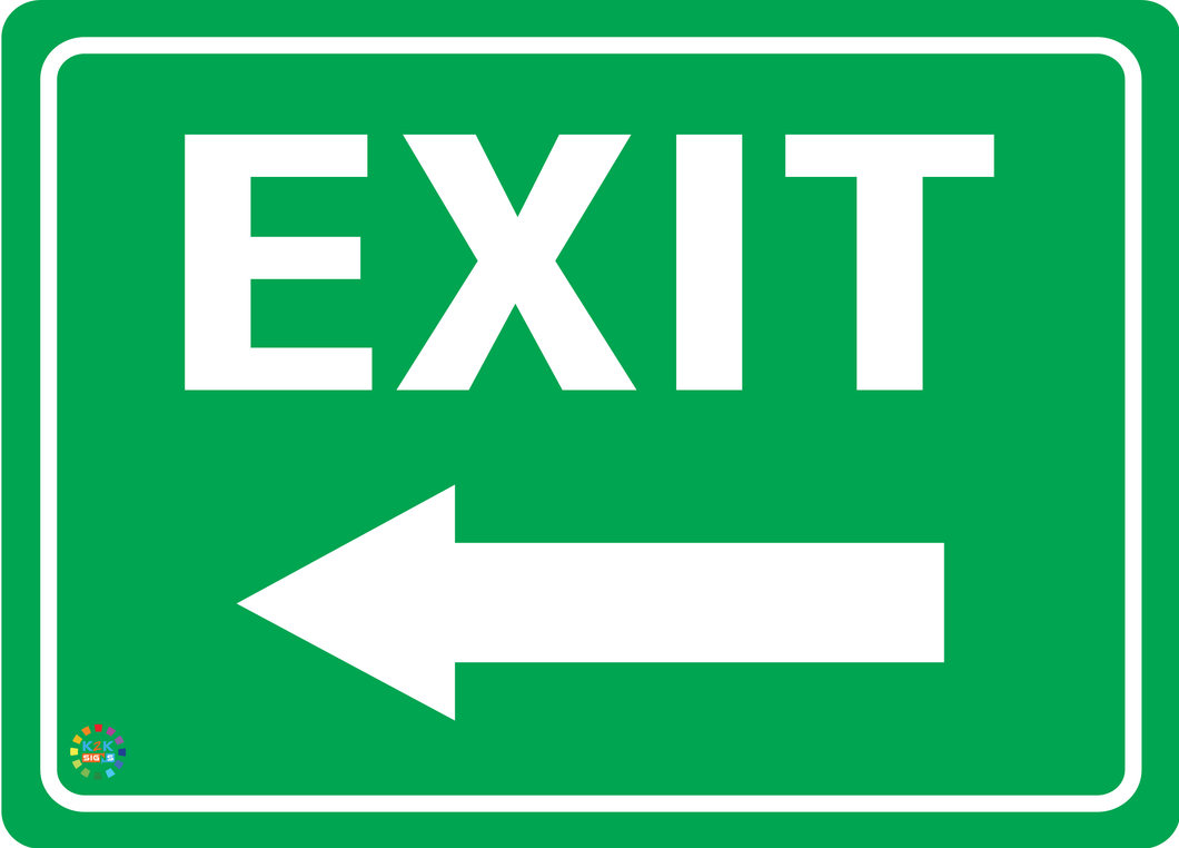 Exit Sign (Left Arrow) | K2K Signs Australia