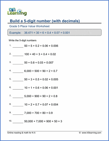 Easy Place Value Worksheet