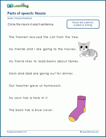 Grade 2 Nouns Worksheet