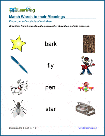 Multiple Meaning Words Worksheets | K5 Learning