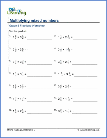 5th Grade Mixed Numbers Worksheet