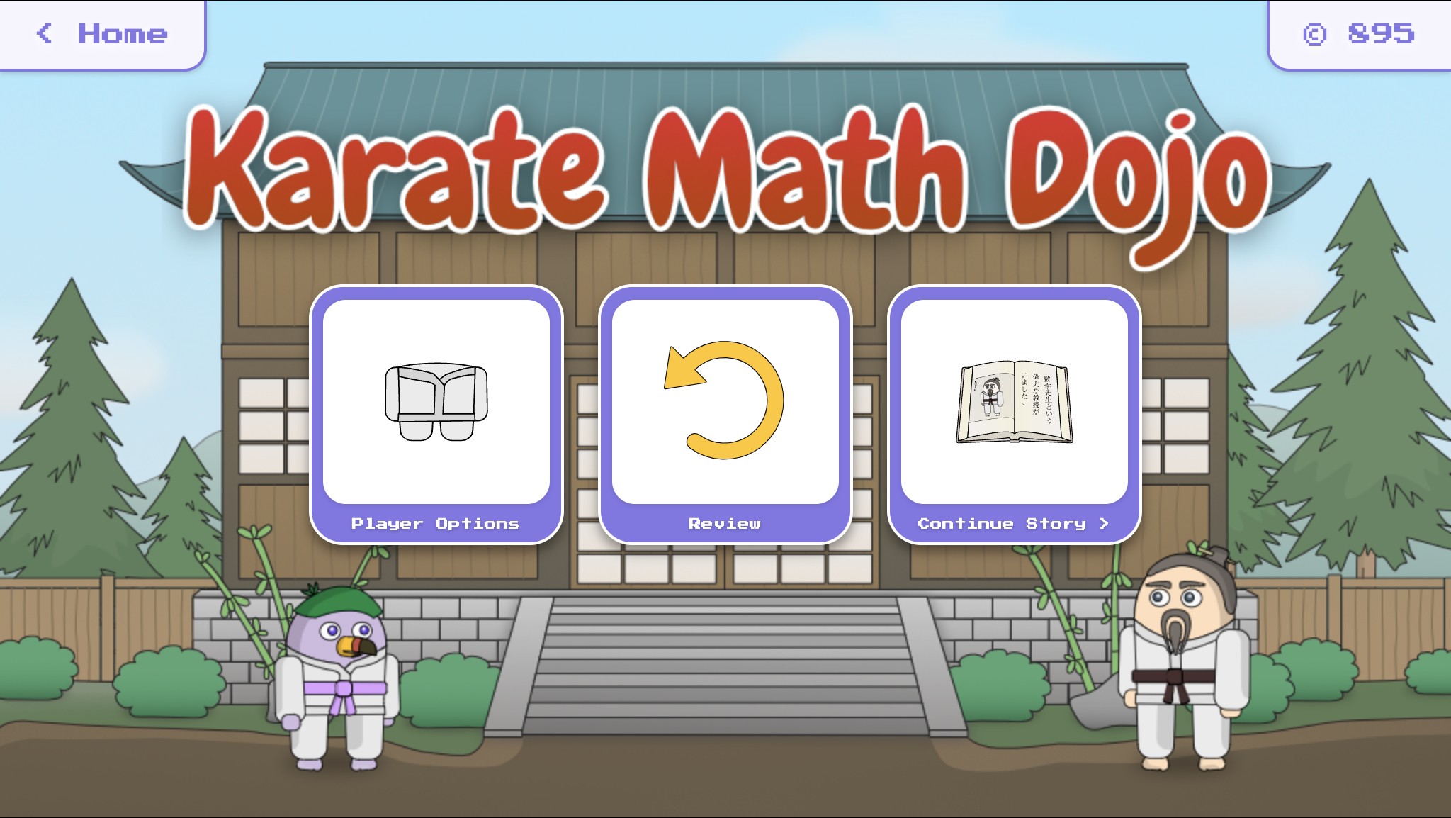 Adventure awaits in the Karate Math Dojo story mode.