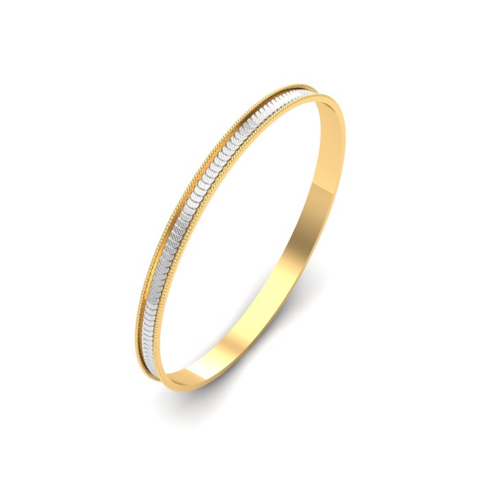 Gold Kada With White Gold Line