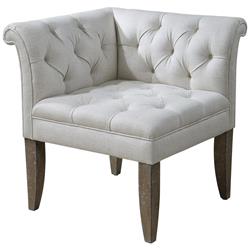 Trenton French Country Tufted Beige Linen Chesterfield Chair