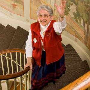 Norma Walker on the steps in Elliot