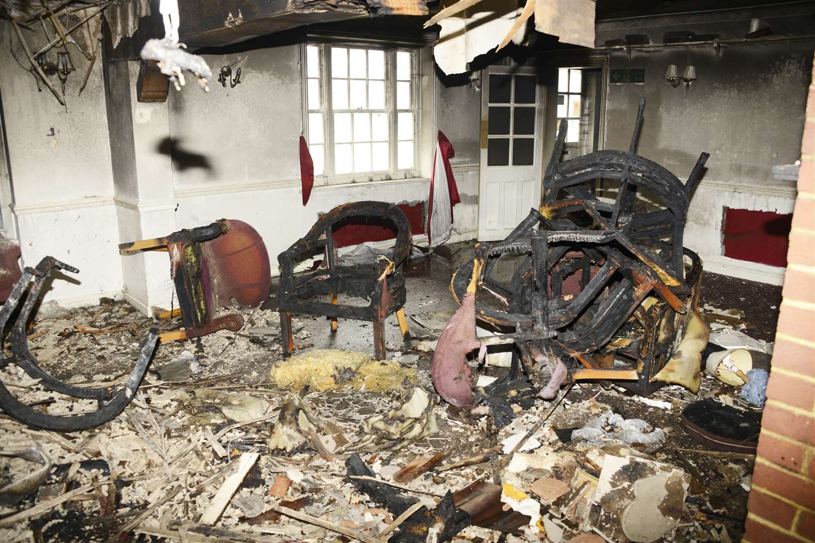 The damage caused by the fire at The Plough Inn Pub. Picture: Paul Amos