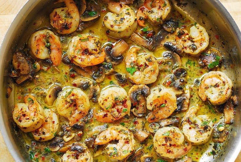 Pesto Shrimp with Mushrooms - Low Carb Recipe