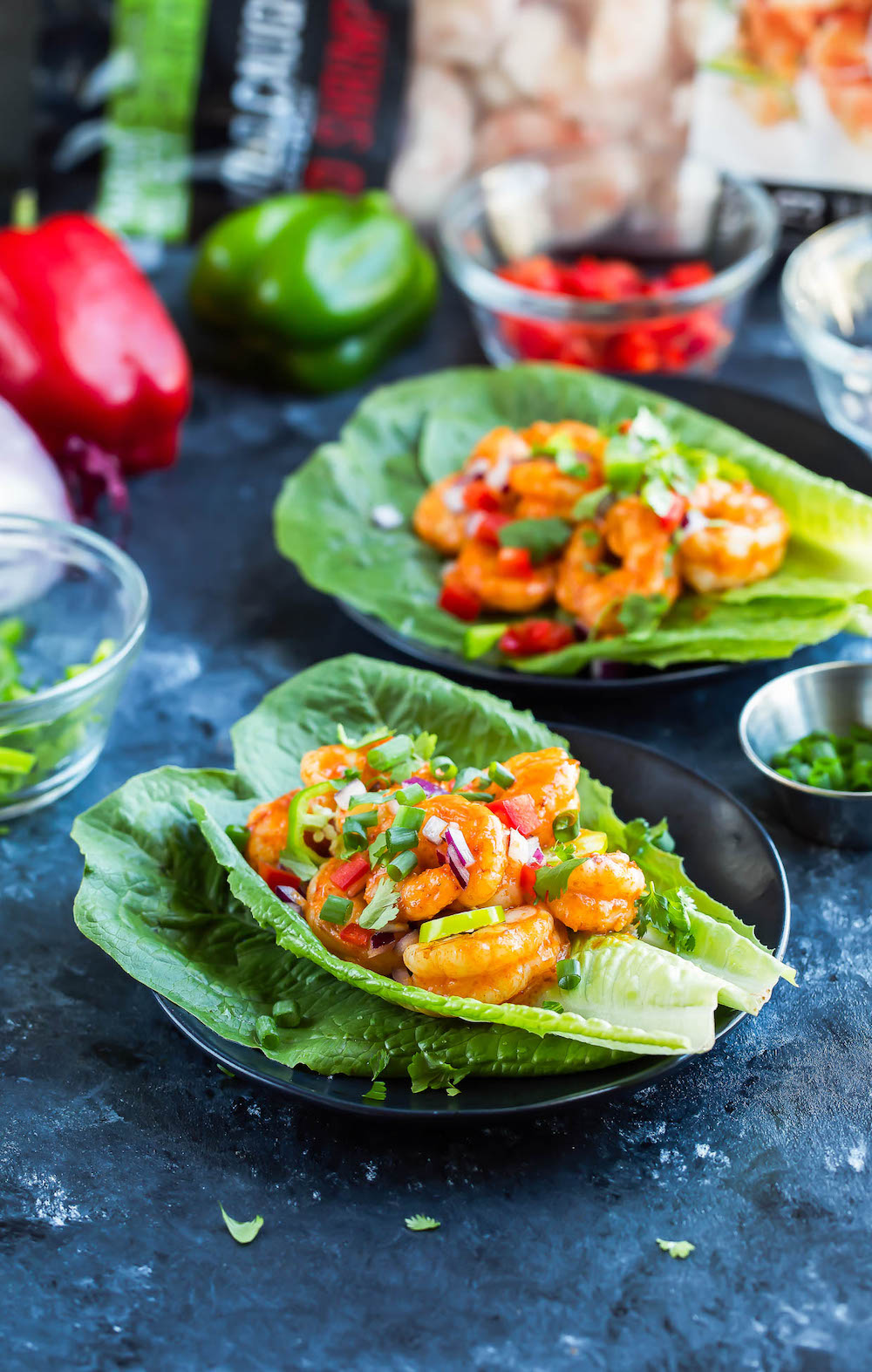 Buffalo Shrimp Lettuce Wrap Tacos