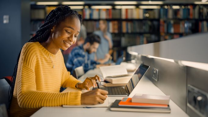 Student completing homework