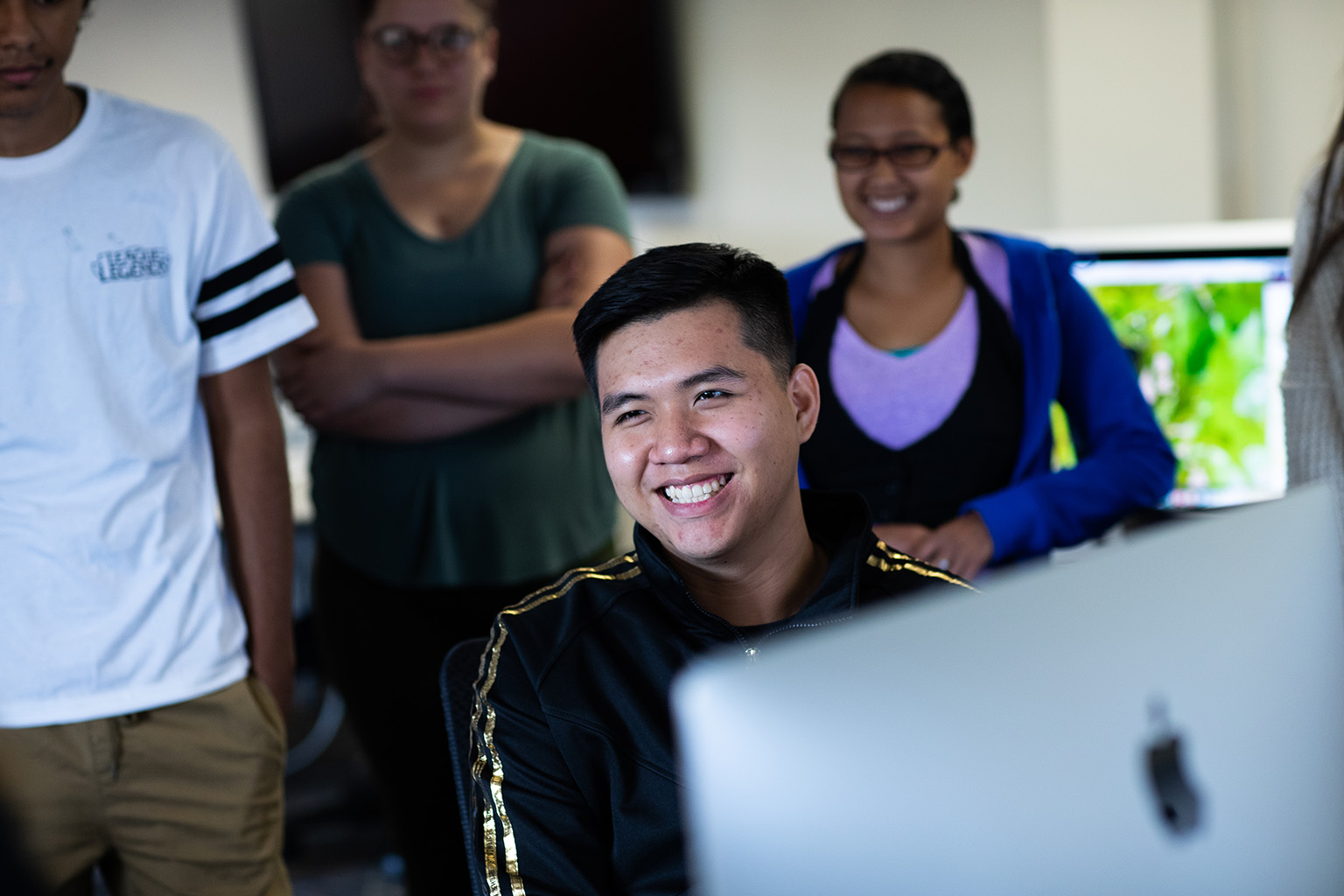 Student in classroom at computer