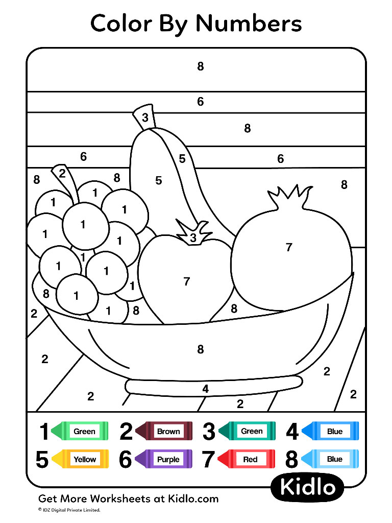 Fruit Color By Number Coloring Page S Decades Week Free Coloring | The ...