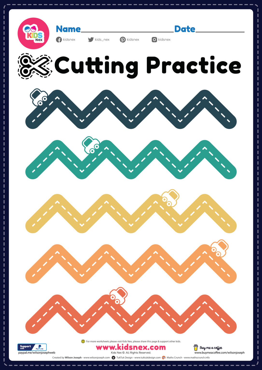 Printable Kindergarten Cutting Practice