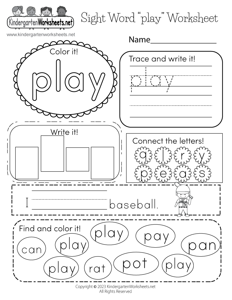 Free Printable Teaching Sight Words Worksheet For Kindergarten – NBKomputer