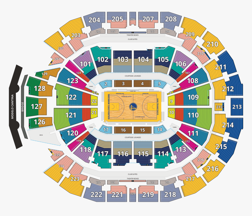 Chase Center Seating Map - Seating Golden State Warriors Chase Center Seating, HD Png Download, Free Download