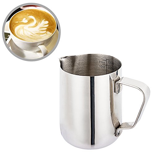 12 Oz 350ml Milk Pitcher Milk Steaming Pitcher 304 Stainless Steel Pitcher with Measurement Perfect for Milk Frother Latte ArtsEspresso Machines