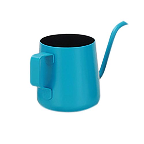 E-SCENERY 250ML Stainless Steel Milk Pitcher Suitable for Coffee Milk Steaming Frother Cup for Coffee Latte Art Blue