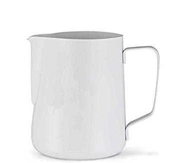 IVYKIN Non-stick Milk Pitcher EspressoLatte Art Milk Cup12oz Stainless Steel with white Teflon Coating for Christmas Gift