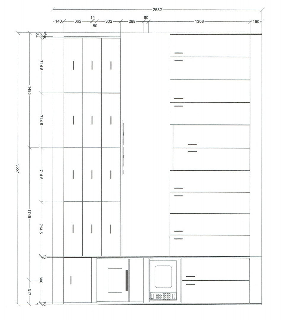 Full wall kitchen plan