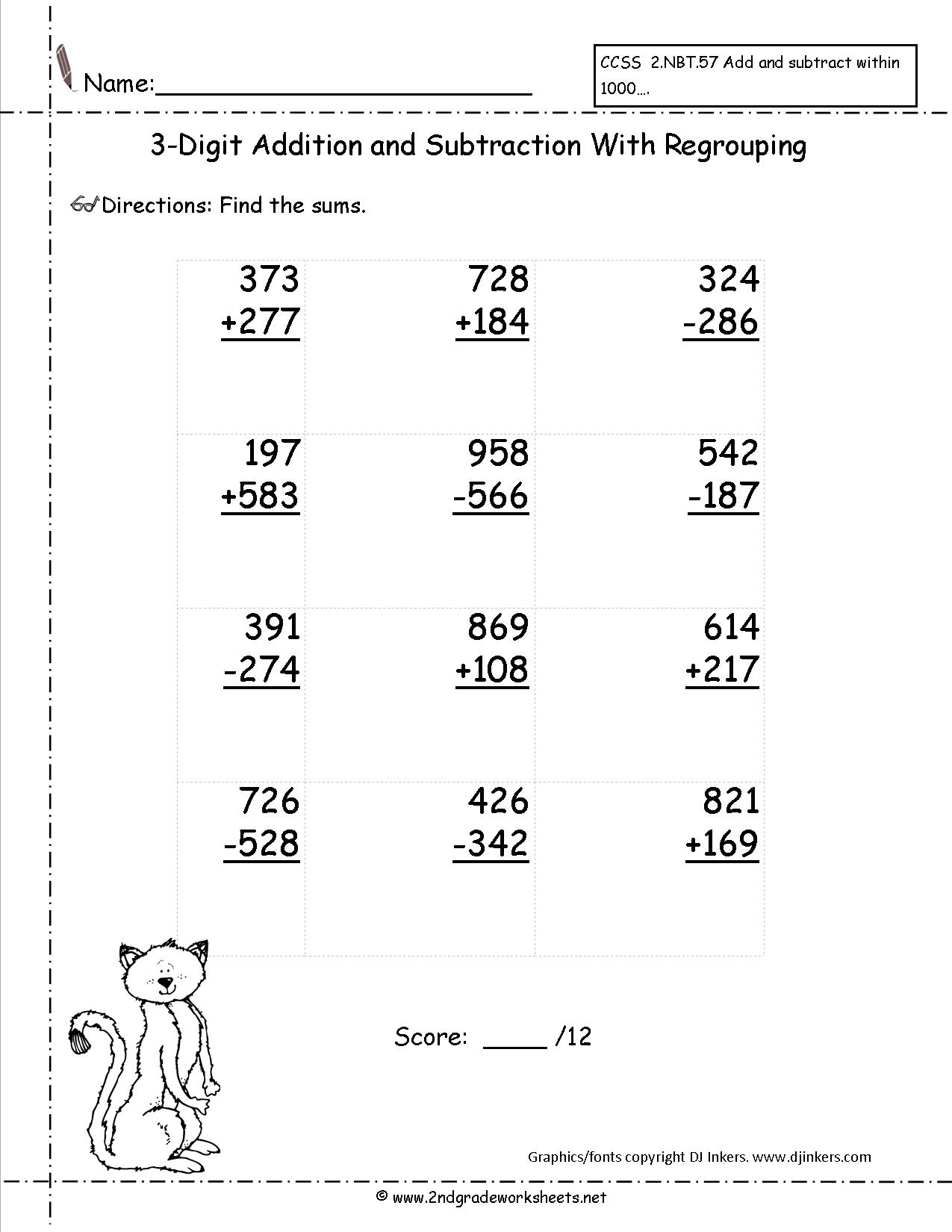 Simple Adding And Subtracting Worksheet