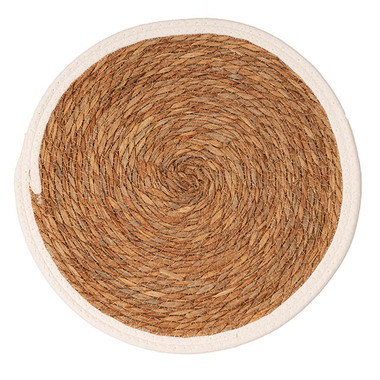 Table Placemats - Seagrass & Cotton Round Table Placemat Set 2 Beige (40cmD)