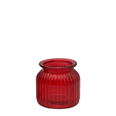 Recycled Style Glass Vases - Hurricane Glass Jar Red Small (11Dx10.5cmH)