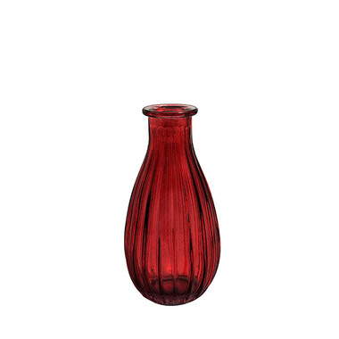 Glass Bottles - Glass Vintage Bottle Cafe Bud Vase Red (7x14.5cmH) 220ml