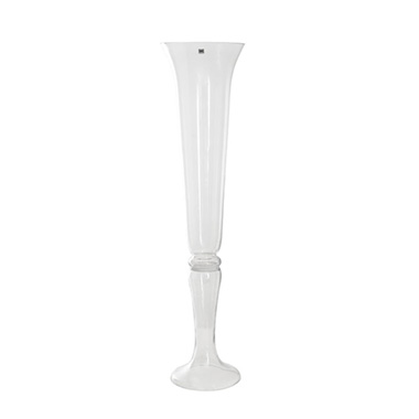 Decorative Glass Vases - Glass Flared Vase Footed Extra Tall Clear (19.5Dx80cmH)