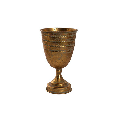 Metal Urns - Decorative Flute Metal Vase Pot Brushed Gold (16x27.5cmH)