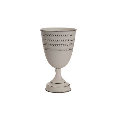 Metal Urns - Decorative Flute Metal Vase Pot White (16cmDx27.5cmH)