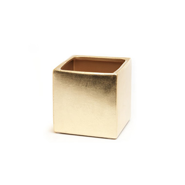 Metallic Pots - Ceramic Bondi Cube Metallic Gold (13x13x12cmH)