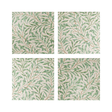 Mugs - Botanical Square Ceramic Coaster Pack 4 Green (10x10x3.4cm)