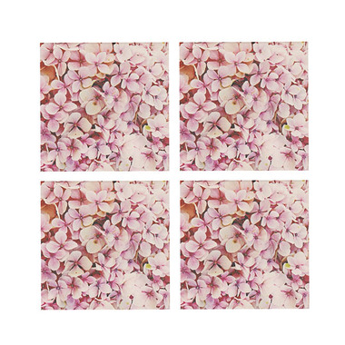 Mugs - Hydrangea Square Ceramic Coaster Pack 4 Pink (10x10x3.4cm)