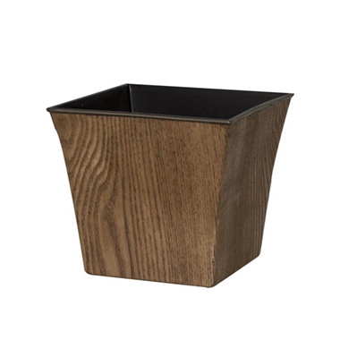 Flora Flower Pots & Planters - Flora Woodgrain Walnut Pot V-Shape Square (16x14cmH)