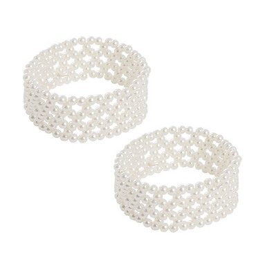 Corsage Wristlet - Pearl Criss Cross Corsage Wrist Bracelet Pack2 Cream(8x3cmH)