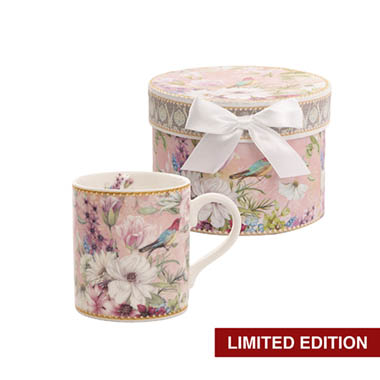 Mugs - Floral Bird Coffee Mug Gift Set Pink (12x8.6cm)