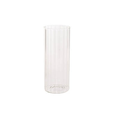 Glass Cylinder Vases - Glass Cylinder Event Vase Ribbed Clear (10Dx20cmH)