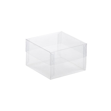 Acetate Corsage Bomboniere Box - Cello Acetate PVC Corsage Box (7.5x7.5x5cmH) Square Clear