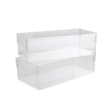 Acetate Corsage Bomboniere Box - Cello Acetate PVC Corsage Box (9x18x5cmH) Rctang 2 Pk Clear