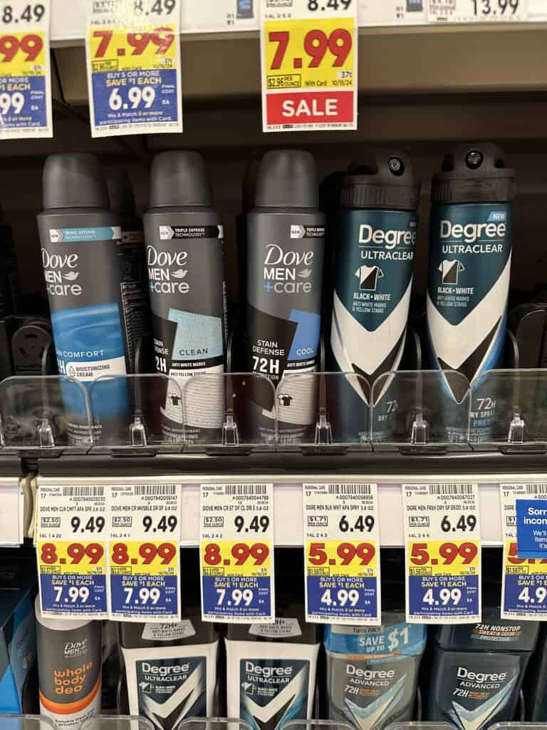 dove and degree men deodorant spray shelf image