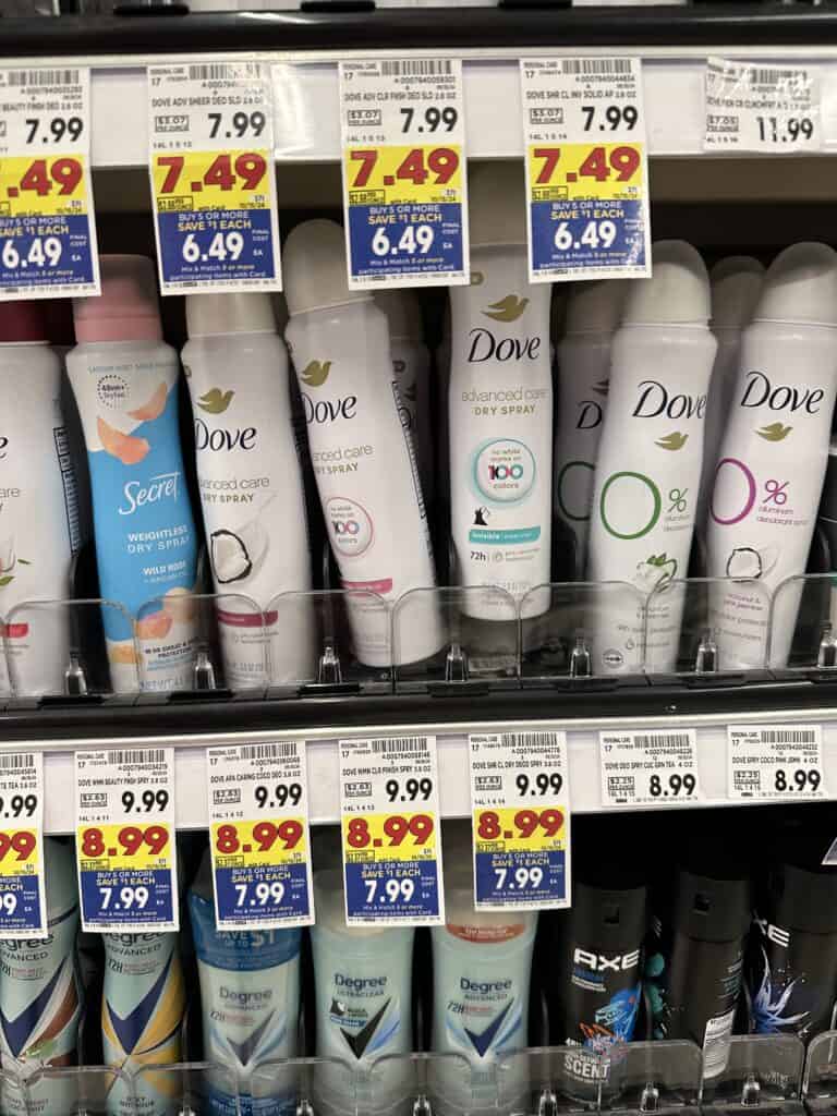 dove deodorant spray shelf image