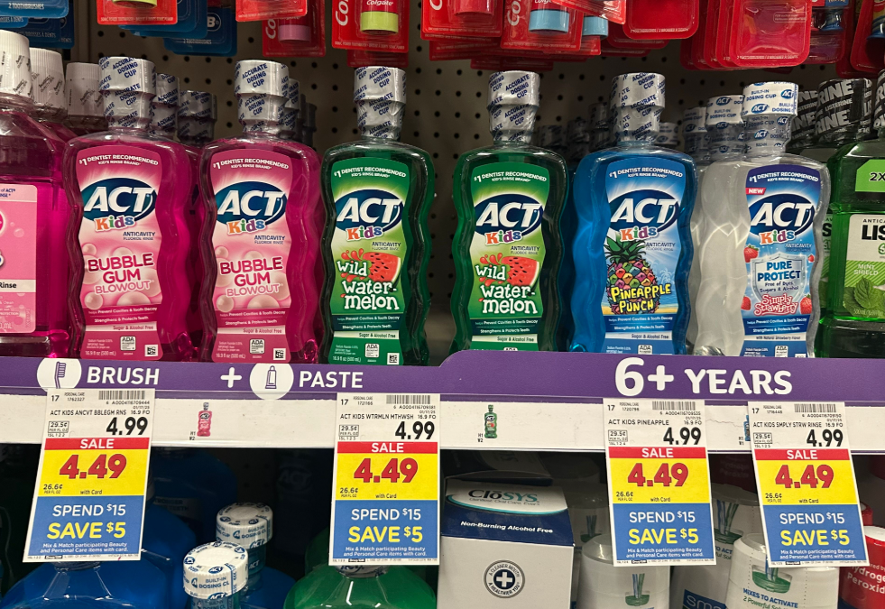 ACT Kids Mouthwash Kroger Shelf Image