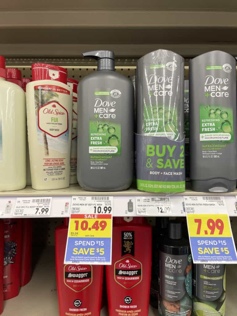 Dove Men+Care Body Wash Kroger Shelf Image