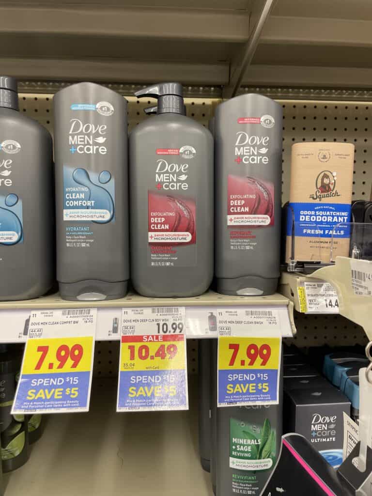 Dove Men+Care Body Wash Kroger Shelf Image