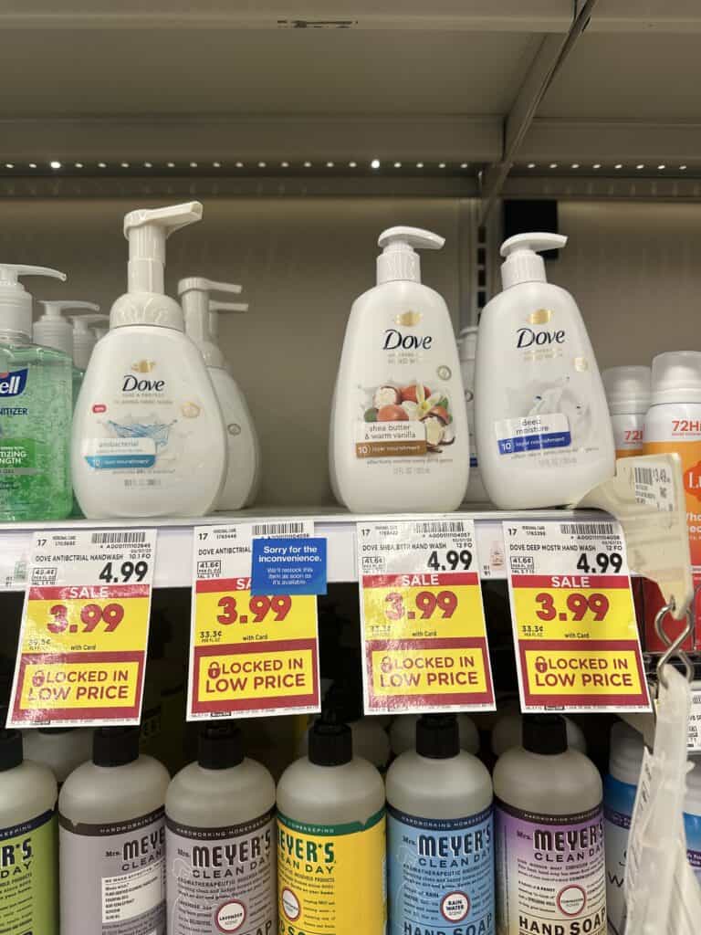 dove hand wash kroger shelf image