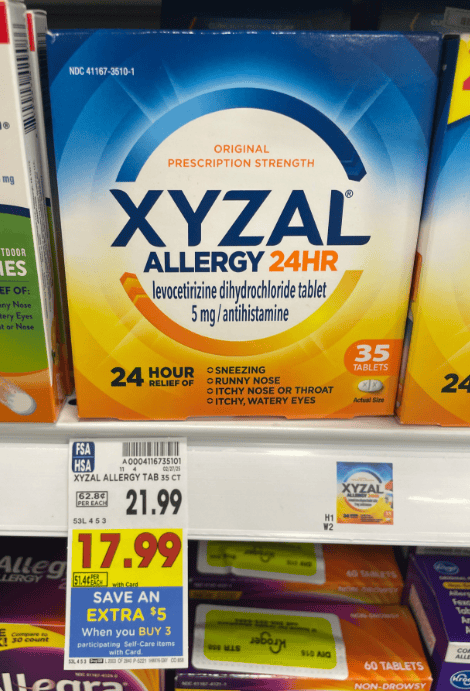 Xyzal Allergy Kroger Shelf Image