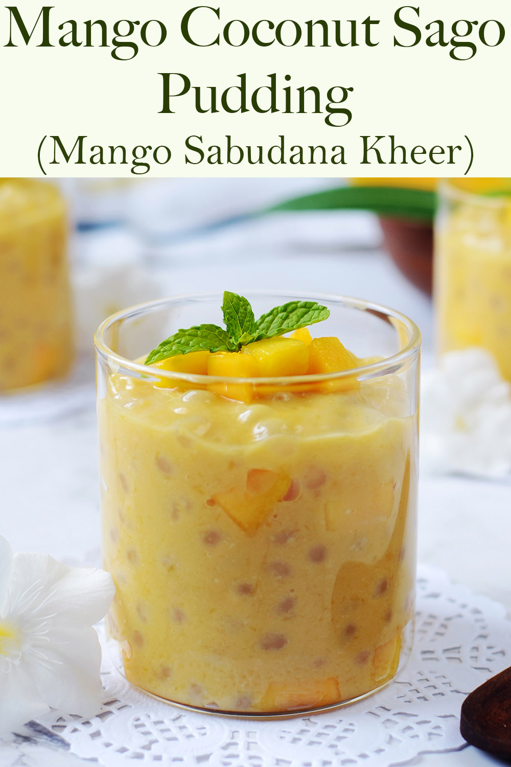 Mango Sago Pudding with coconut Sabudana Kheer or Tapioca Pudding Vegan & Gluten Feee dessert recipe