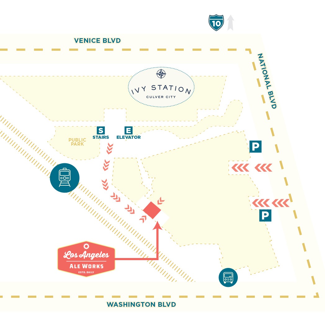 Map of Ivy Station showing location of parking and tasting room