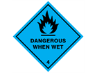 Dangerous when wet 4 hazard warning diamond sign