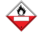 Spontaneously combustible, class 4, hazard diamond label (with write on panel)